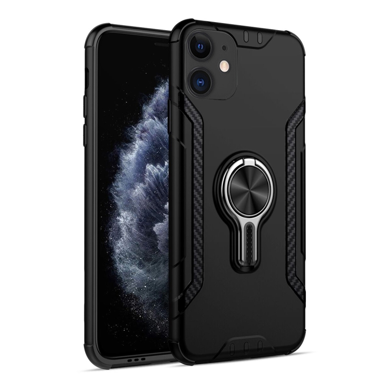 

For iPhone 11 Metal Ring Holder 360 Degree Rotating TPU + PC Protective Case(Black)