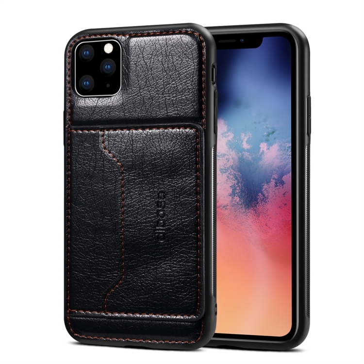 

For iPhone 11 Dibase TPU + PC + PU Crazy Horse Texture Protective Case with Holder & Card Slots (Black)