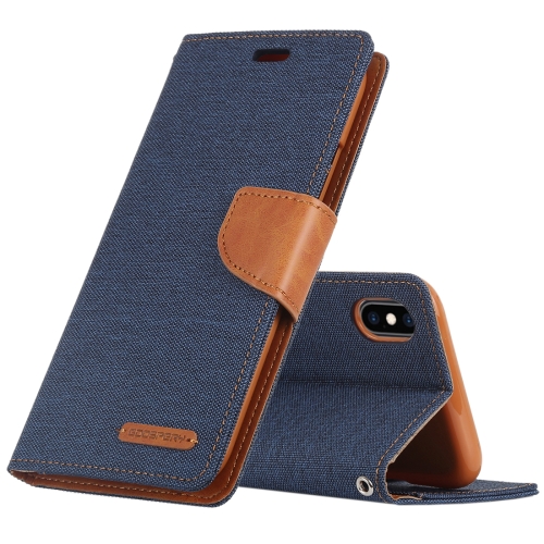 

MERCURY GOOSPERY CANVAS DIARY Denim Texture Horizontal Flip Leather Case for iPhone XS Max, with Holder & Card Slots & Wallet (Dark Blue)