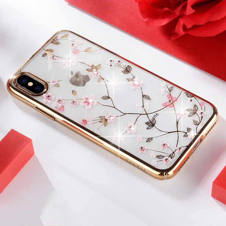 

SULADA Flower Pattern Plating Diamond PC Case for iPhone XS Max (Gold)