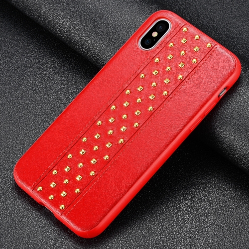 

SULADA Rivet Style TPU + Leather Protective Case for iPhone XS Max (Red)