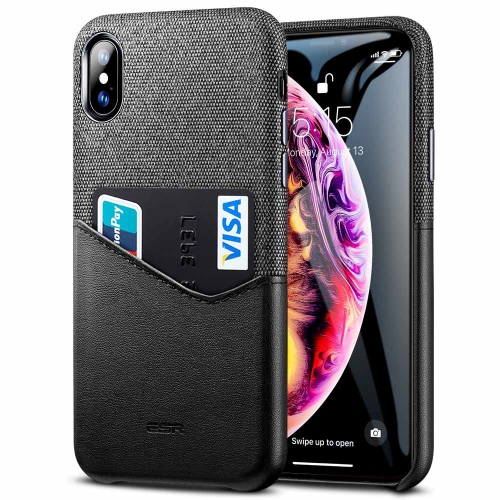 

ESR Metro Series Soft Fabric + PU Leather Case for iPhone XS Max, with Card Slot(Black)