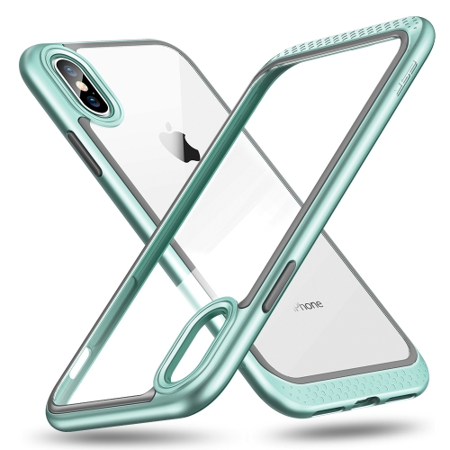 

ESR Bumper Hoop Lite Series PC + TPU Solid Frame Transparent Case for iPhone XS Max(Mint Green)