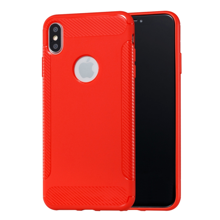

Carbon Fiber Anti-slip TPU Protective Case for iPhone XS Max(Red)