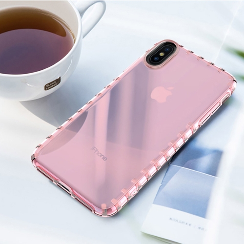 

Shockproof Transparent TPU Soft Case for iPhone XS Max (Pink)