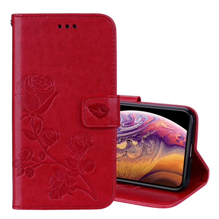 

Rose Embossed Horizontal Flip PU Leather Case for iPhone XS Max, with Holder & Card Slots & Wallet(Red)