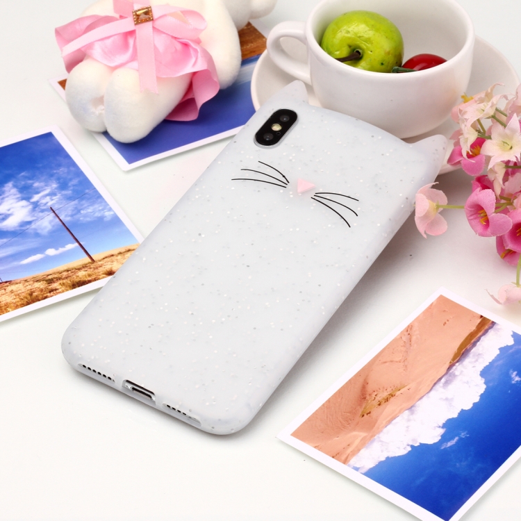 

Cat Whiskers Pattern Silicone Protective Case for iPhone XS Max (White)
