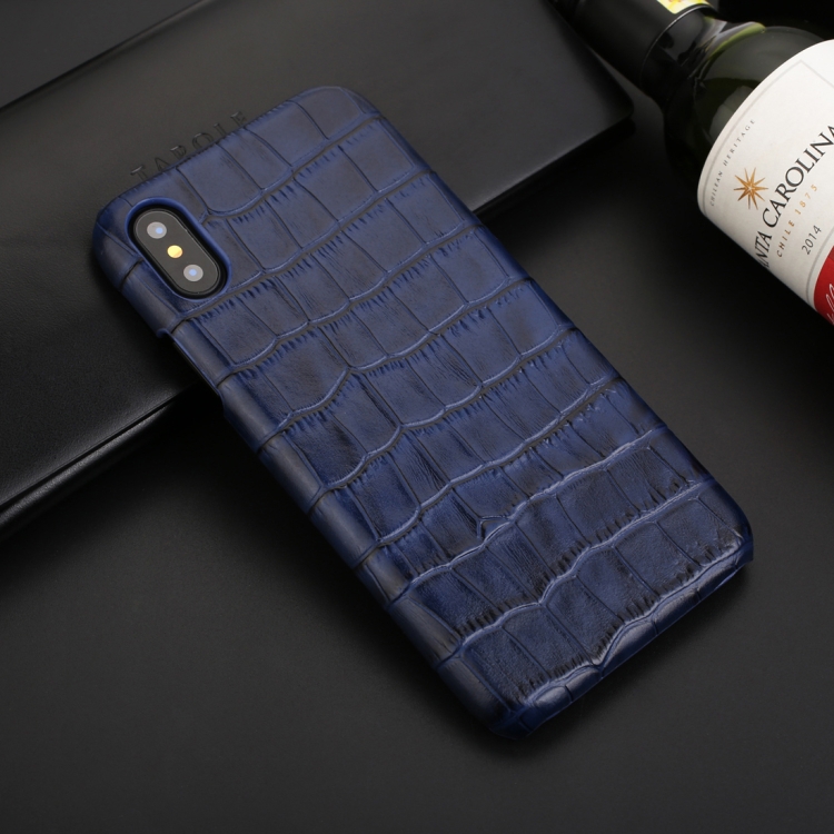 

Business Style Crocodile Texture Shockproof Cowhide Protective Case for iPhone XS Max (Blue)