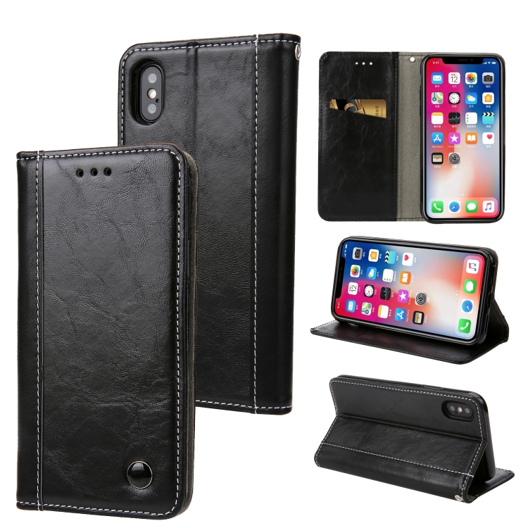 

Retro Book Design Horizontal Flip PU Leather Case for iPhone XS Max, with Holder & Card Slots (Black)