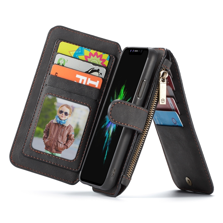 

CaseMe Crazy Horse Texture Detachable Horizontal Flip PU Leather Case for iPhone XS Max, with Card Slot & Holder & Zipper Wallet & Photo Frame (Black)