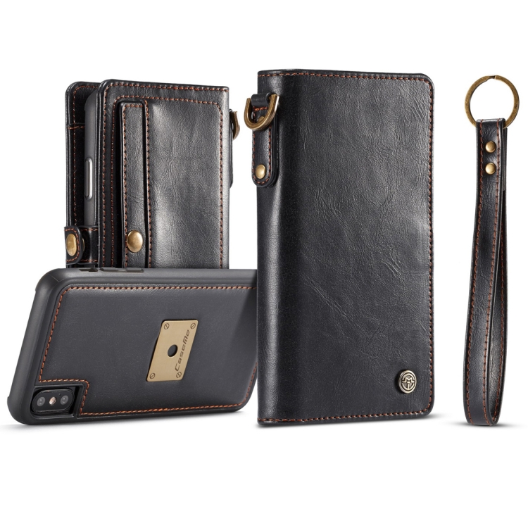 

CaseMe Detachable Horizontal Flip Leather Case for iPhone XS Max, with Card Slot & Strap & Wallet & Photo Frame (Black)
