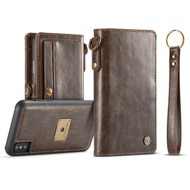 

CaseMe Detachable Horizontal Flip Leather Case for iPhone XS Max, with Card Slot & Strap & Wallet & Photo Frame (Brown)