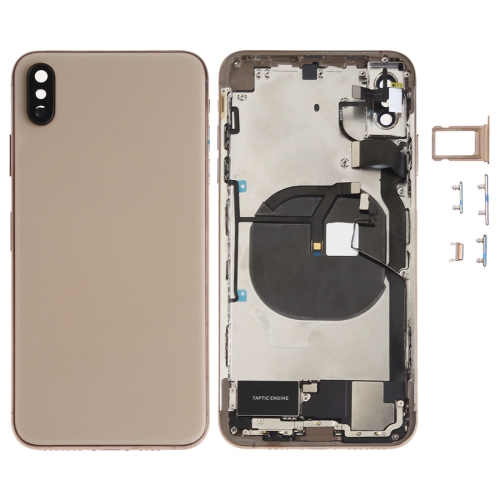 

Battery Back Cover Assembly (with Side Keys & Loud Speaker & Motor & Camera Lens & Card Tray & Power Button + Volume Button + Charging Port + Signal Flex Cable & Wireless Charging Module) for iPhone XS Max(Gold)