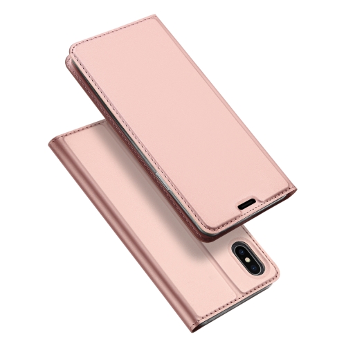 

DUX DUCIS Skin Pro Series Horizontal Flip PU + TPU Leather Case for iPhone XS Max, with Holder & Card Slots(Rose Gold)