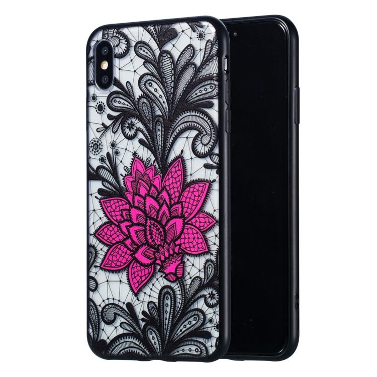 

Big Lotus Pattern Embossed Lace + PC Case for iPhone XS Max