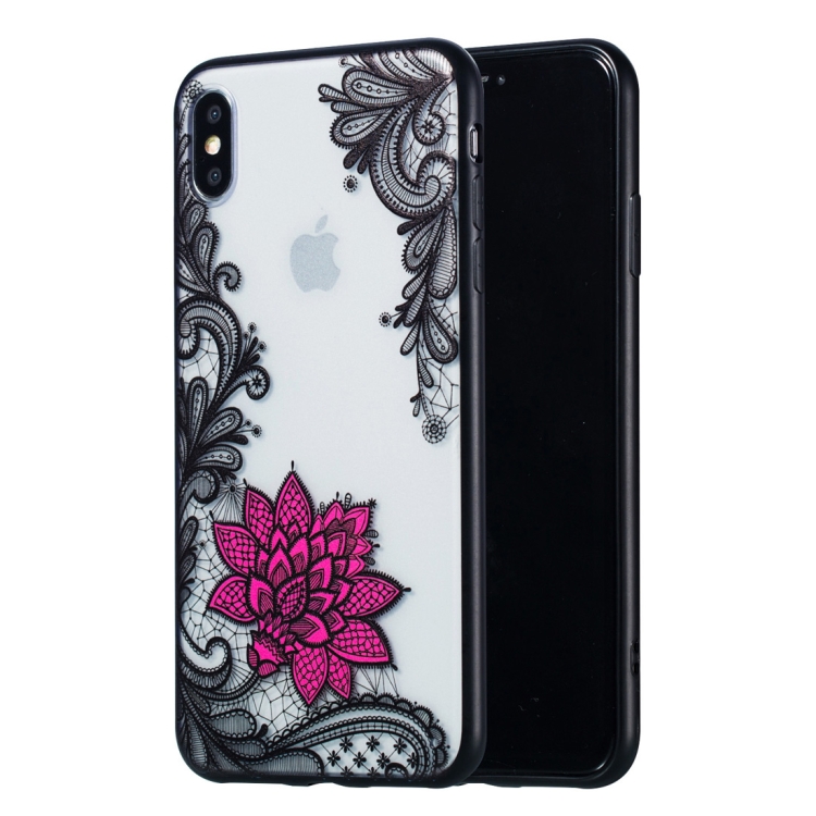 

Small Lotus Pattern Embossed Lace + PC Case for iPhone XS Max