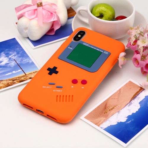 

Game Boy Pattern Silicone Protective Case for iPhone XS Max (Orange)