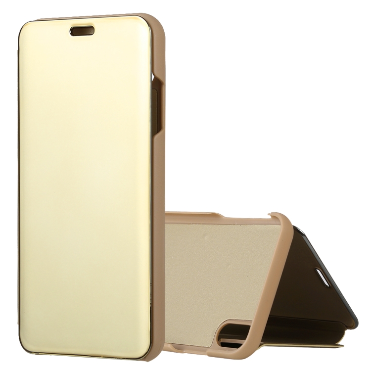 

Electroplating Mirror Horizontal Flip Leather Case for iPhone XS Max, with Holder (Gold)