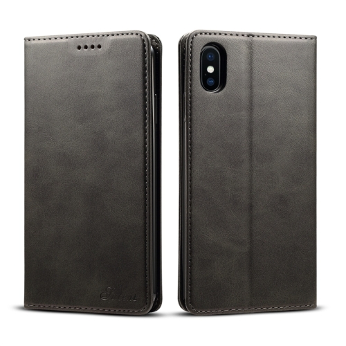 

Suteni Calf Texture Horizontal Flip Leather Case for iPhone XS Max, with Holder & Card Slots & Wallet(Black)