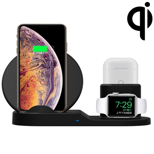 

N30 3 in 1 Fast Wireless Charger Holder for Qi Standard Smartphones & iWatch & AirPods (Black)