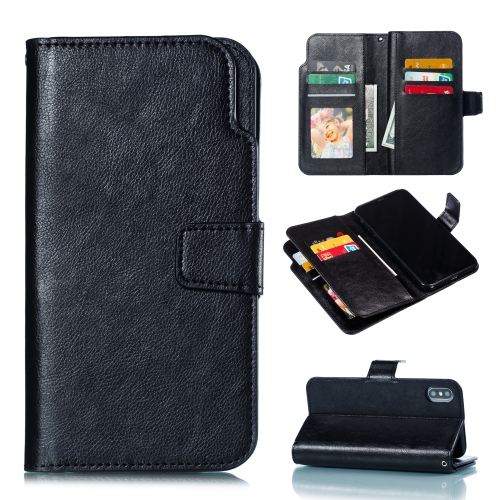 

Litchi Texture Horizontal Flip Leather Case for iPhone XS Max, with Nine Card Slots & Wallet & Photo Frame(Black)