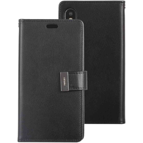 

MERCURY GOOSPERY RICH DIARY Crazy Horse Texture Horizontal Flip Leather Case for iPhone XS Max, with Card Slots & Wallet (Black)