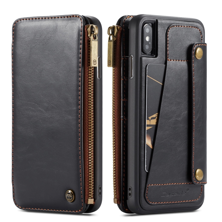 

CaseMe-011 Detachable Multifunctional Horizontal Flip Leather Case for iPhone XS Max, with Card Slot & Holder & Zipper Wallet & Photo Frame (Black)