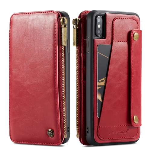 

CaseMe-011 Detachable Multifunctional Horizontal Flip Leather Case for iPhone XS Max, with Card Slot & Holder & Zipper Wallet & Photo Frame (Red)