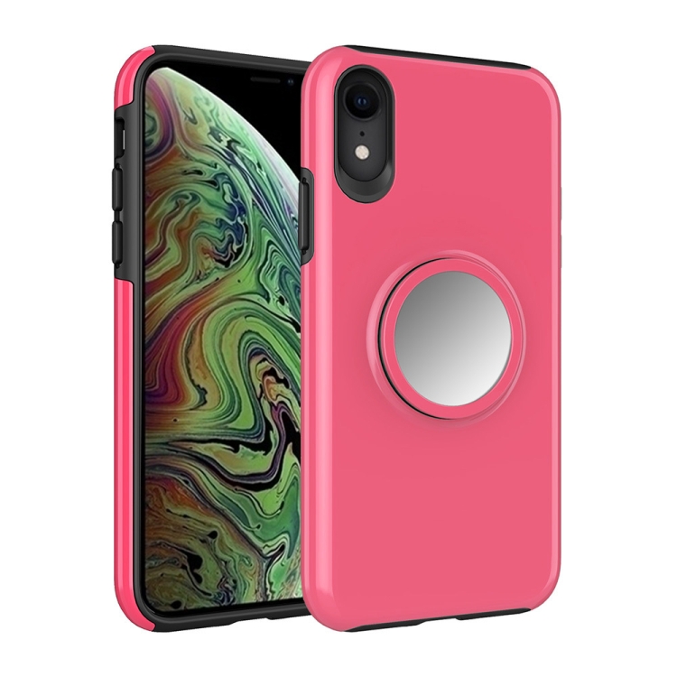 

Shockproof Airbag Mirror Case for iPhone XS Max, with Magnetic Holder (Pink)