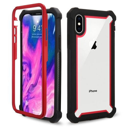 

Four-corner Shockproof All-inclusive Transparent Space Case for iPhone XS Max(Black Red)