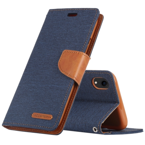 

MERCURY GOOSPERY CANVAS DIARY Denim Texture Horizontal Flip Leather Case for iPhone XR, with Holder & Card Slots & Wallet (Dark Blue)