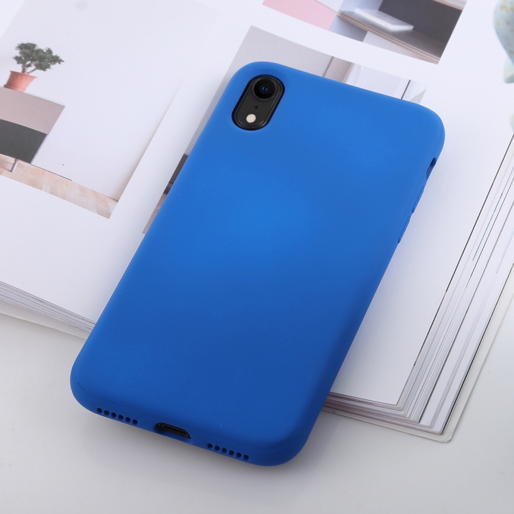 

Shockproof Solid Color Liquid Silicone Feel TPU Case for iPhone XR (Blue)