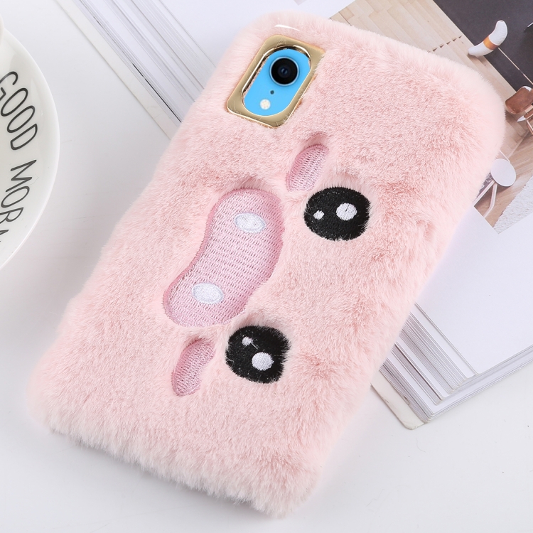 

Wacky expression Pattern Plush Case for iPhone XR (Pink)