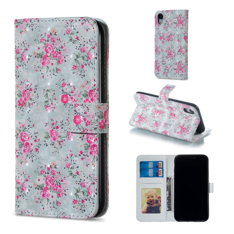 

Rose Pattern Horizontal Flip Leather Case for iPhone XR, with Holder & Card Slots & Photo Frame & Wallet