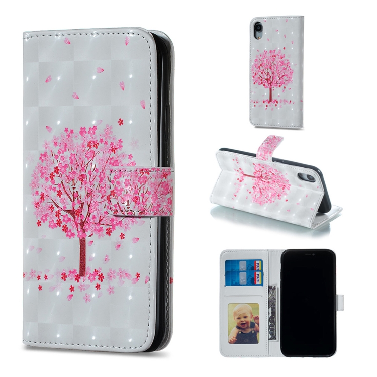 

Pink Tree Pattern Horizontal Flip Leather Case for iPhone XR, with Holder & Card Slots & Photo Frame & Wallet