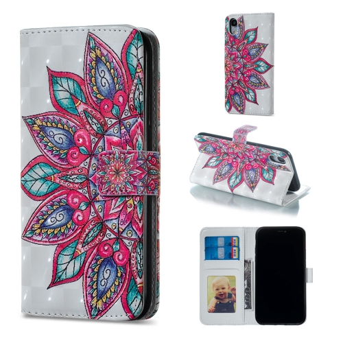 

Half Flower Pattern Horizontal Flip Leather Case for iPhone XR, with Holder & Card Slots & Photo Frame & Wallet