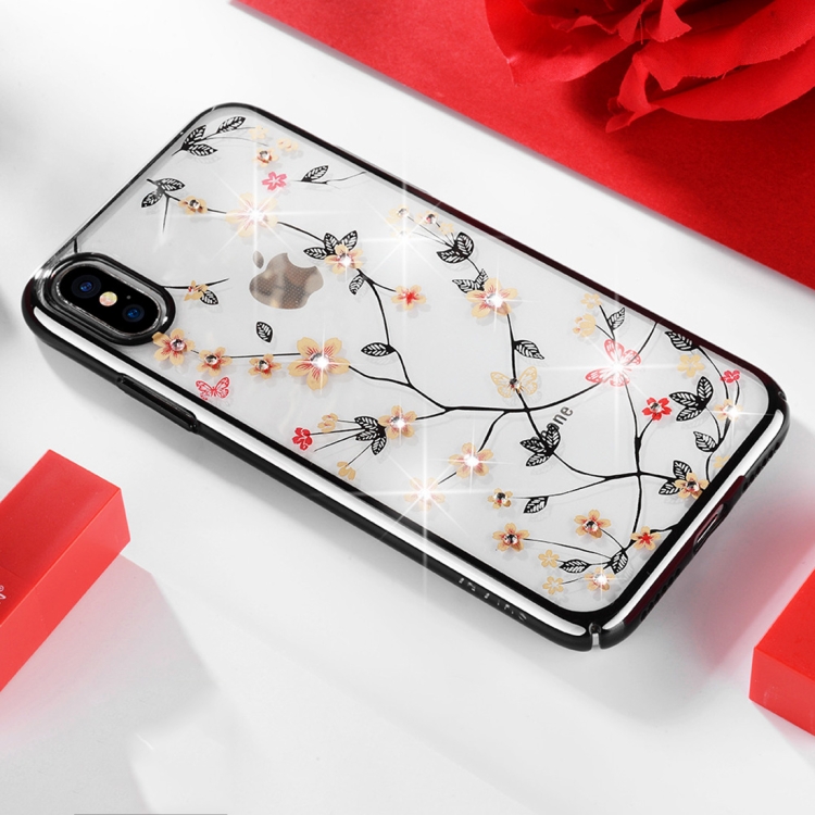 

SULADA Flower Pattern Plating Diamond PC Case for iPhone XR (Black)