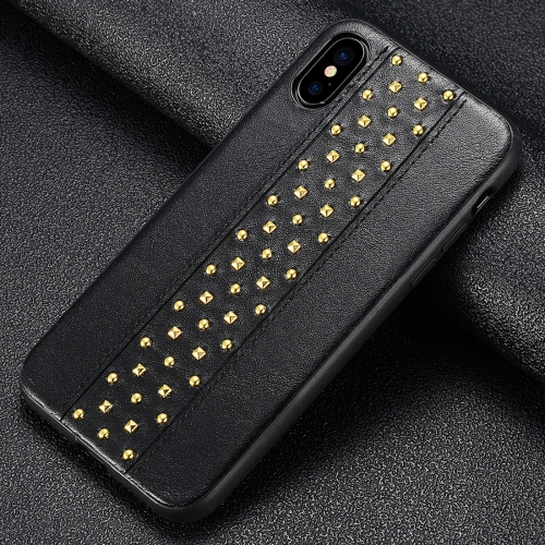 

SULADA Rivet Style TPU + Leather Protective Case for iPhone XR (Black)