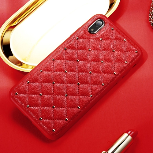 

SULADA Anti-slip TPU + Pasted Leather + Embedded Metal Rivets Case for iPhone XR (Red)