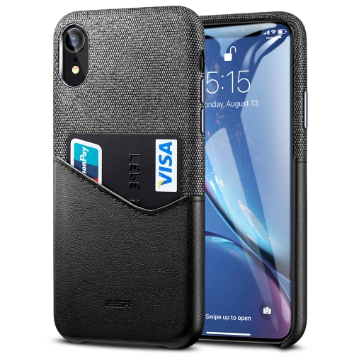 

ESR Metro Series Soft Fabric + PU Leather Case for iPhone XR, with Card Slot(Black)