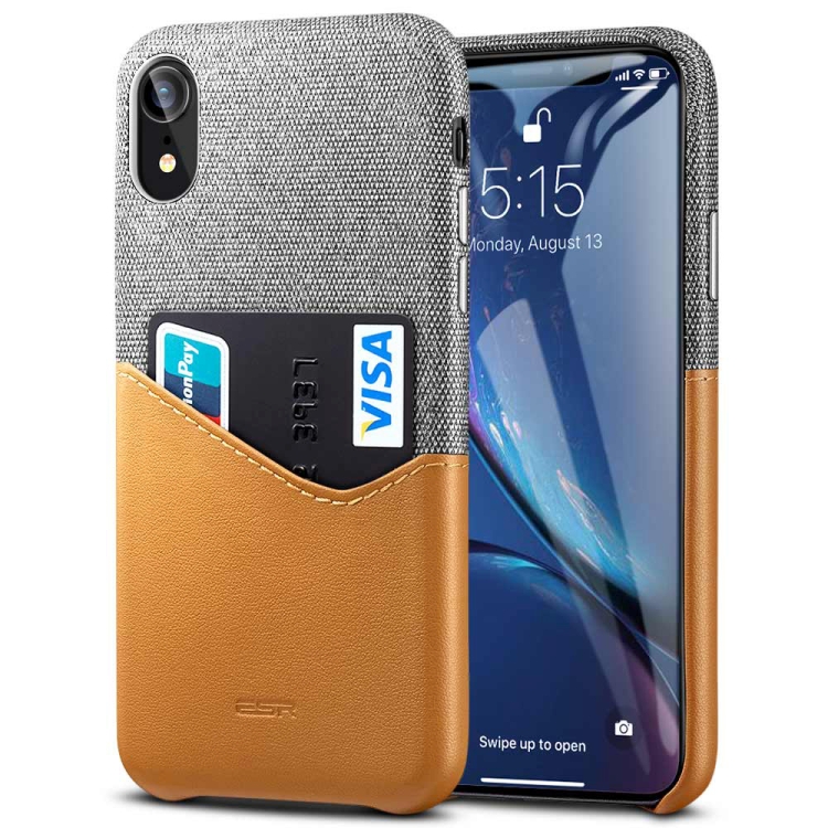 

ESR Metro Series Soft Fabric + PU Leather Case for iPhone XR, with Card Slot(Brown)