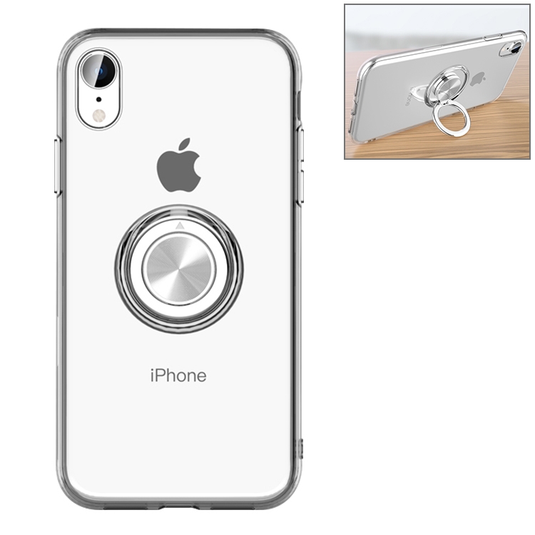 

Transparent TPU Metal Ring Case for iPhone XR, with Metal Ring Holder(Transparent)