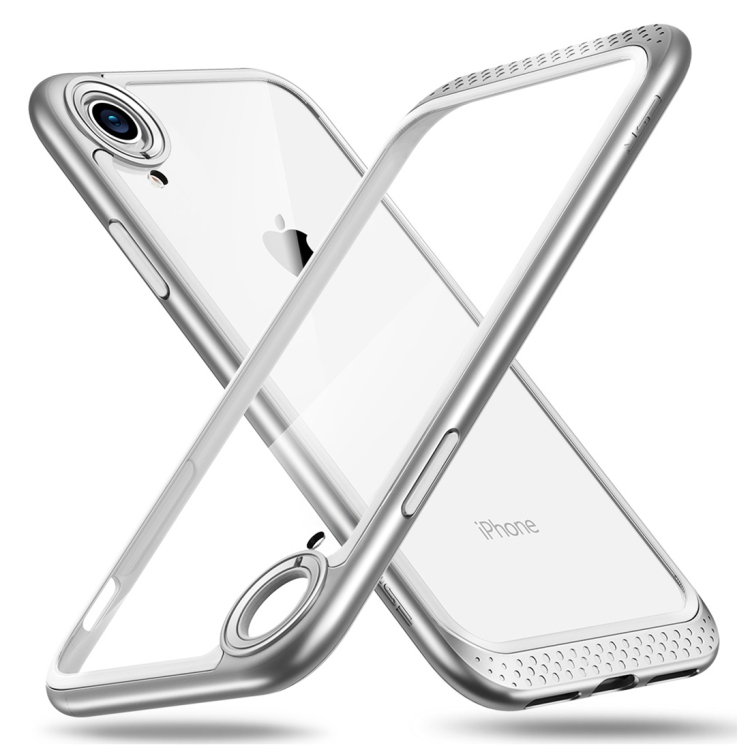 

ESR Bumper Hoop Lite Series PC + TPU Solid Frame Transparent Case for iPhone XR(Silver)