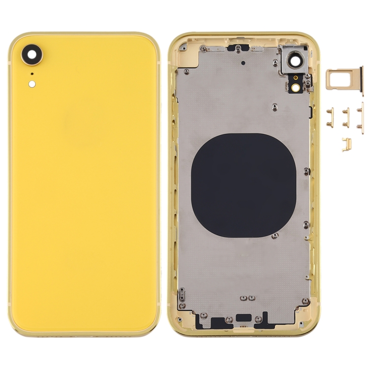

Square Frame Battery Back Cover with SIM Card Tray & Side keys for iPhone XR(Yellow)