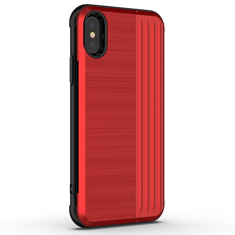 

TPU + PC Protective Case for iPhone XR, with Card Slot and Holder (Red)