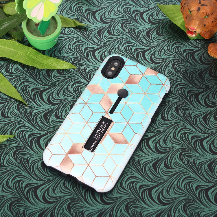 

Seamless Rhombus Pattern Embossed Painted TPU + PC Case with Holder for iPhone XR(Baby Blue)