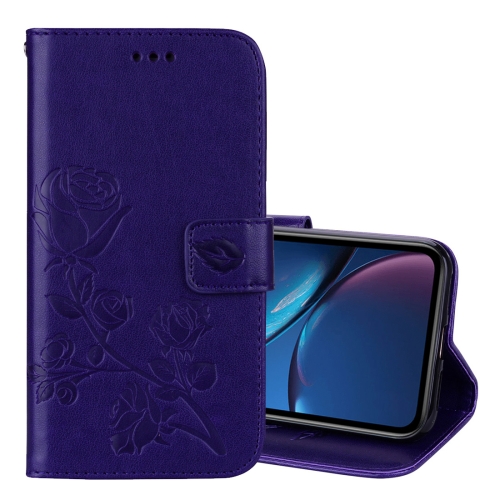 

Rose Embossed Horizontal Flip PU Leather Case for iPhone XR, with Holder & Card Slots & Wallet (Purple)