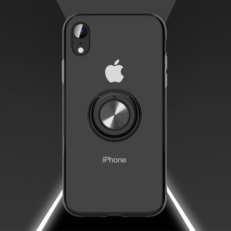 

Ultra-thin TPU Protective Case for iPhone XR, with Metal Ring Holder (Black)