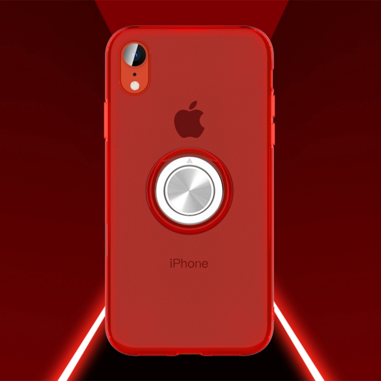 

Ultra-thin TPU Protective Case for iPhone XR, with Metal Ring Holder (Red)