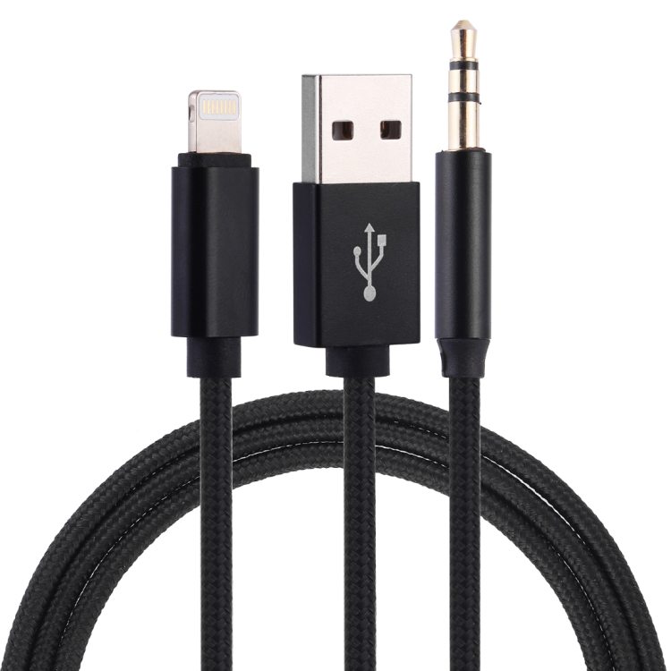 

8 Pin to USB-C / Type-C + 3.5mm Jack Fast Charging Data Line , Length : 1m (Black)